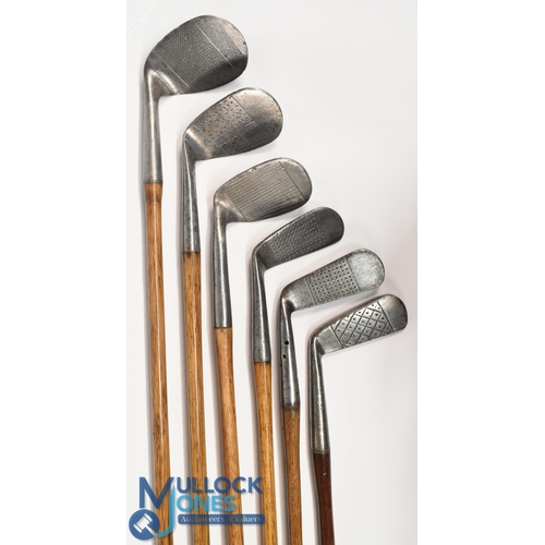 2 - 6x Assorted golf clubs to incl 5x matching Mitre brand to include a mashie, dreadnought niblick with... 