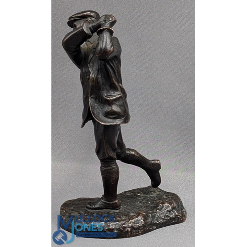 234 - Hal Ludlow Harry Vardon Golf Bronze Statue Figure c1920, in full swing - size #13cm tall