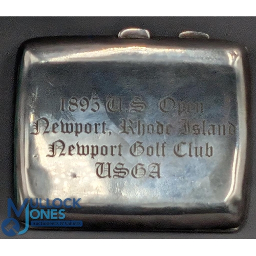 238 - 1920 Birmingham Siver Cigarette Case, engraved Horace Rawlins 1895 US Open winner, Rhode Island Newp... 