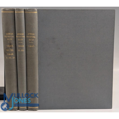 254 - 1946-1947 three bound volumes of the American Professional Golfer Magazines, 1945 a part year only m... 