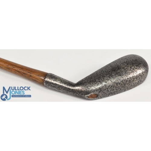 27 - A G Spalding & Bros 'spring faced' mid iron with bore thro hosel, faint maker's details to rounded b... 