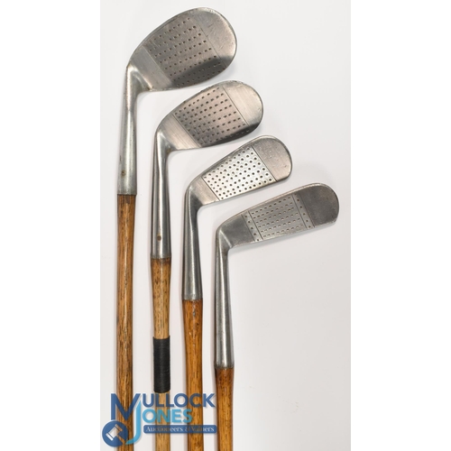 3 - 4x Matching Sheffield stainless irons to incl a mashie niblick stamped 8A, niblick stamped 9A, putti... 