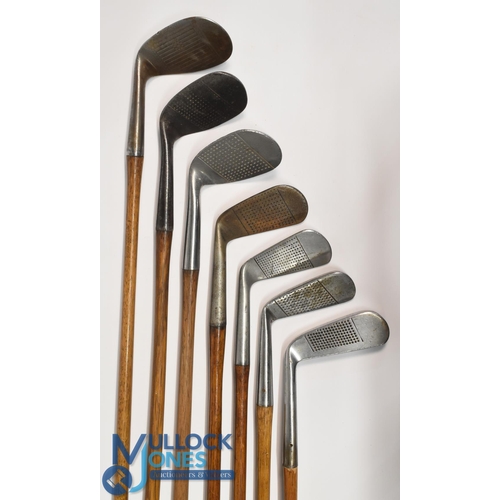 32 - 7x Various golf irons to incl Spalding 'Kro-Flite' pat 1927 Sweetspot niblick with 8 to the sole and... 