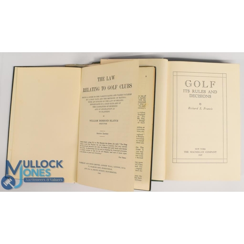 357 - 2x Interesting Golf Law and Rule Books to incl Blatch, W D 'The Law Relating to Golf Clubs' - 2nd ed... 