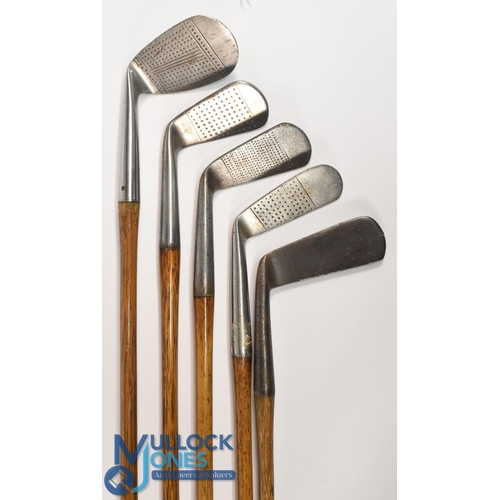 4 - 5x Various golf clubs incl a Walter Hagen no 16 model niblick with punch dot and line face markings,... 