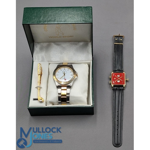 406 - Domatic Golf Wrist Scorer, plus Greenwood Golf Club quartz wristwatch and tie clip, in original box ... 