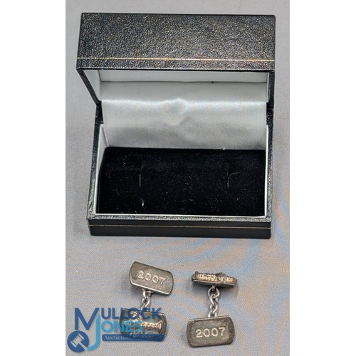 418b - 2007 PGA Cup Golf Silver Cufflinks, fully hallmarked, with cup design in storage case