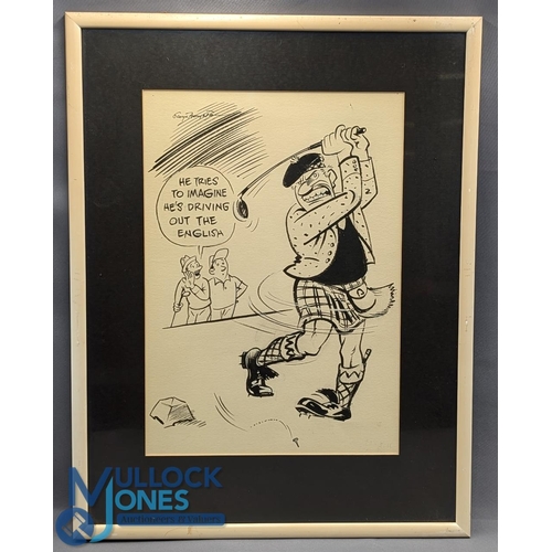 425 - Houghton George (1905-1993) - an original signed pen and ink golfing cartoon illustration 