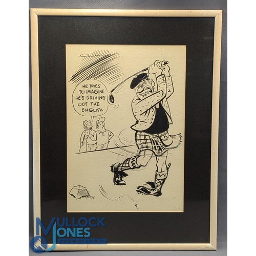 425 - Houghton George (1905-1993) - an original signed pen and ink golfing cartoon illustration 