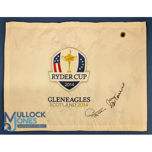 514 - 2014 Ryder Cup Gleneagles European Team signed embroidered Pin Flag - signed by Paul McGinley (Capt)... 