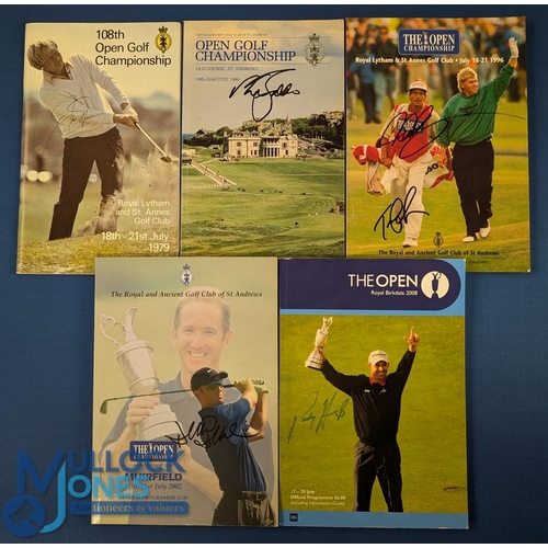 521 - 1979-2008 5x The Open Golf Programmes, all signed, with examples of 1979 winner Jack Nicklaus, 1990 ... 