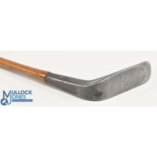 54 - Foster Brothers Ashbourne 'The Bogee' elongated alloy putter with ridge topline and square hosel, fi... 