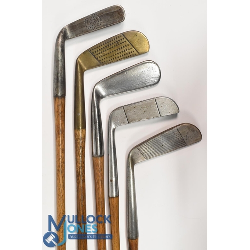 56 - 5x Assorted putters to incl a Gem model stamped 100, wry neck, Ben Sayers North Berwick Benny, and a... 