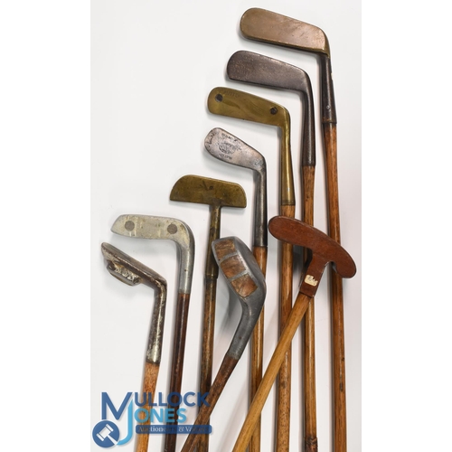 59 - 9x Good mixed bag of various golf clubs - to incl a Mills DA model alloy metal wood (short), brass c... 