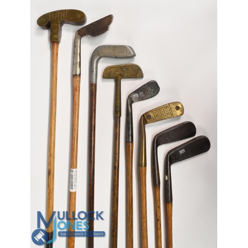 59 - 9x Good mixed bag of various golf clubs - to incl a Mills DA model alloy metal wood (short), brass c... 