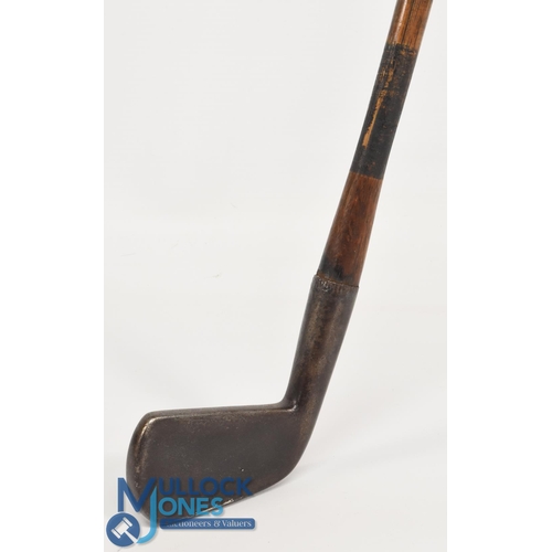 64 - Stubby smooth faced metal short head deep blade putter with short hosel, stamped Patent to the blade... 