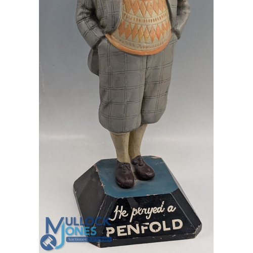 655 - Fine and early Penfold Man papier-mâché advertising golfing figure c1930s c/w the early gap between ... 