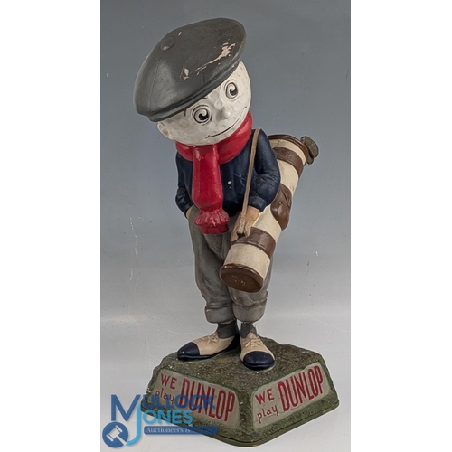 657 - Original Dunlop Caddy Papier-Mache Golf Ball Advertising Figure on naturalistic base with 'We Play D... 