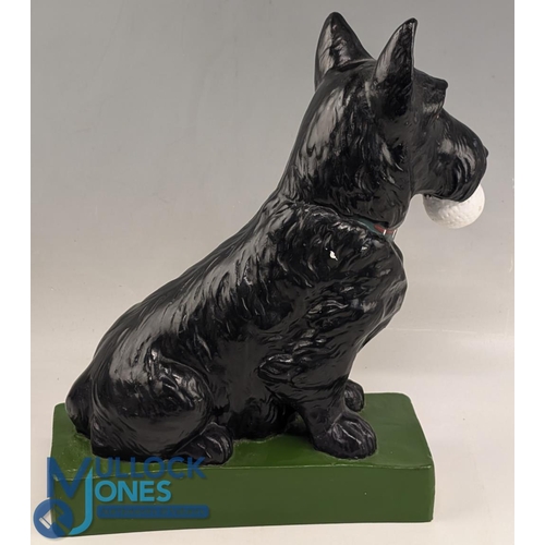 682 - North British Rubber Co black Scottie dog advertising golf ball display, repainted, made of plaster,... 