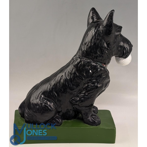 682 - North British Rubber Co black Scottie dog advertising golf ball display, repainted, made of plaster,... 