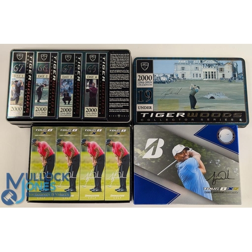 695 - Tiger Woods Golf Balls - a collector's tin of 2000 129th Open Champion Series 2, and Tour B XS Tiger... 