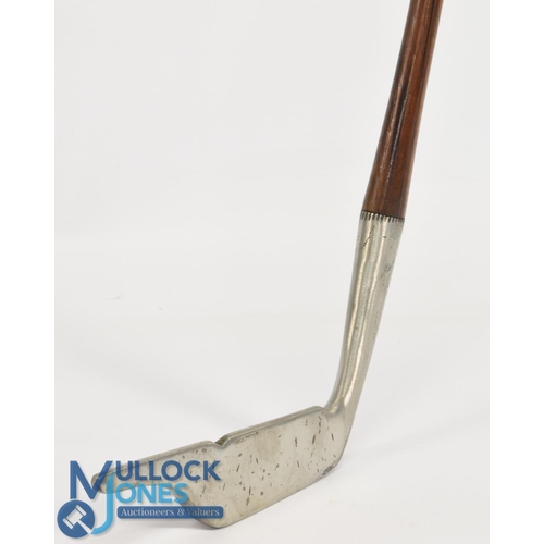 705 - Rare 'UOT' putter stamped F Cleg in rustless metal with the long snout topline still intact and a no... 