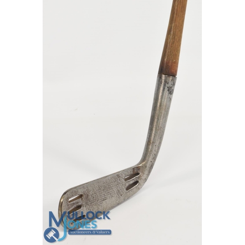 706 - Rare Brown's Patent perforated wry neck putter designed and patented by James Brown, a blacksmith in... 