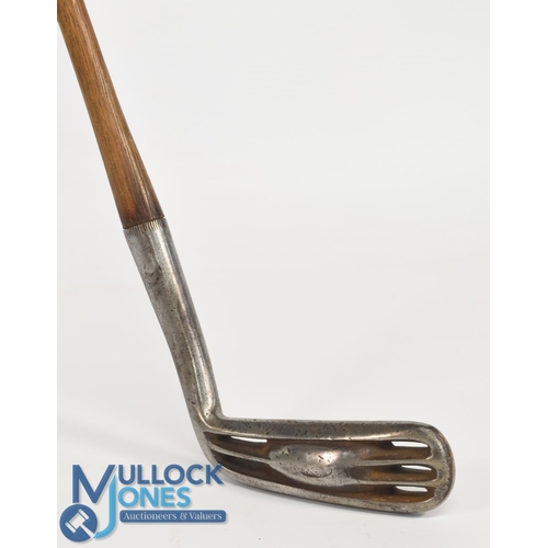 706 - Rare Brown's Patent perforated wry neck putter designed and patented by James Brown, a blacksmith in... 