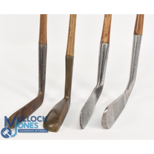 71 - 4x Assorted putters to incl 'The Roddy' brass mallet head putter in Brown Vardon style with drop toe... 