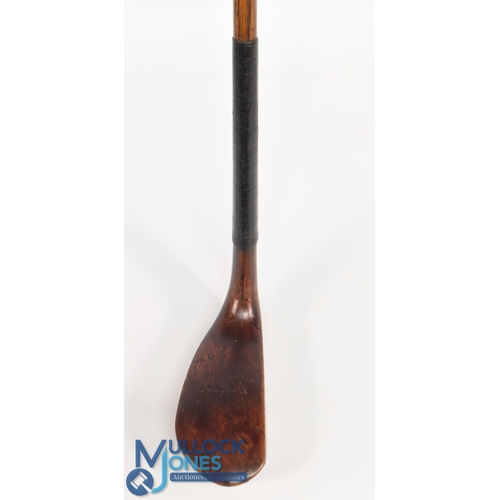 710 - R Forgan of St Andrews c1890 light stained dogwood longnose putter showing diamond cut face markings... 