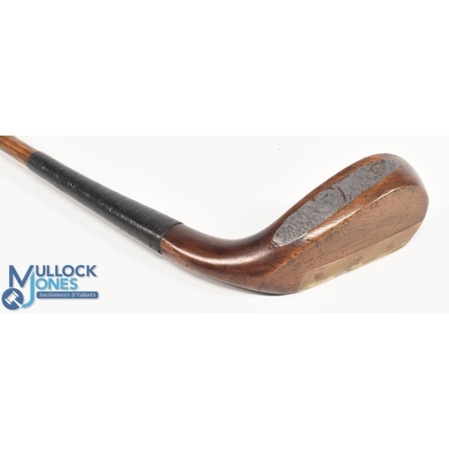 710 - R Forgan of St Andrews c1890 light stained dogwood longnose putter showing diamond cut face markings... 