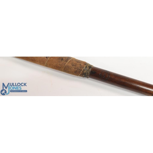 712 - c1890 R Simpson of Carnoustie broad head long nose putter in dark stained beechwood, the hickory sha... 