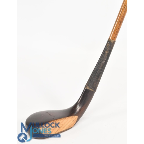 713 - c1895 R Simpson of Carnoustie scare neck late long nose dark stained putter clearly stamped to the c... 