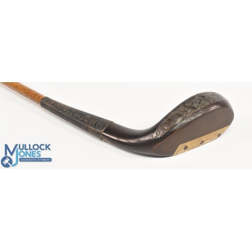 713 - c1895 R Simpson of Carnoustie scare neck late long nose dark stained putter clearly stamped to the c... 