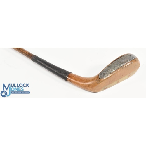 716 - P Cafferty of Barnton GC light stained late scare neck fruitwood putter fitted with a full length le... 