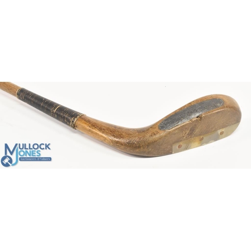 718 - c1900 styled light stained persimmon slim long nose scare neck putter stamped to the crown McEwan, s... 