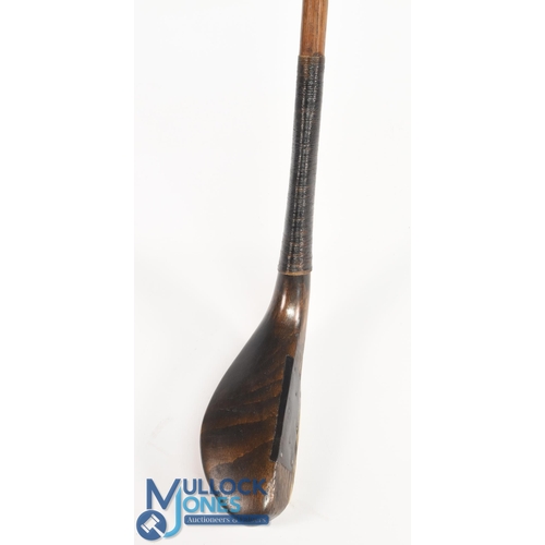 719 - Ben Sayers of North Berwick late long nose brassie with full wrap over brass sole plate with central... 