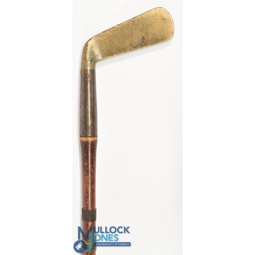 721 - Bussey & Co London Patent steel socket brass head putter still retaining the original seam stitched ... 