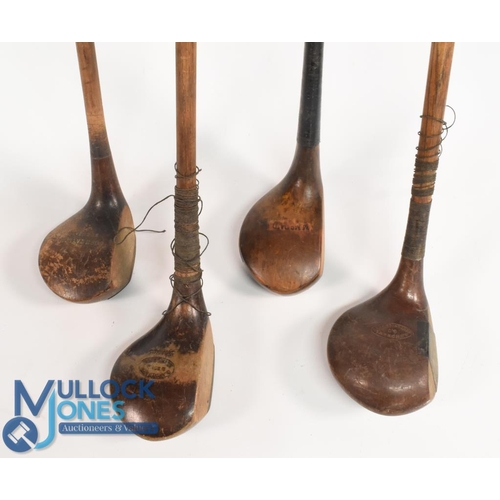 733 - 4x Assorted woods incl Josh Taylor small head brassie, A. Andrews Northwick Park GC deep faced bulld... 