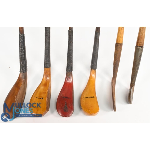 735 - Collection of early Longnose and Smooth Faced replica Golf Clubs - stamped with H Philp, T Morris, M... 