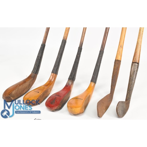 735 - Collection of early Longnose and Smooth Faced replica Golf Clubs - stamped with H Philp, T Morris, M... 