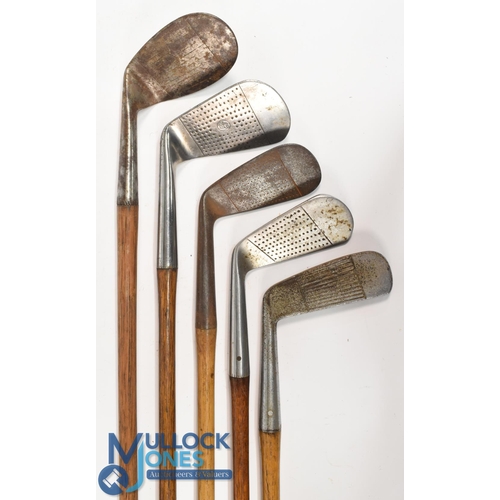 750 - 7x Assorted Golf clubs to incl 2x small socket neck golden persimmon drivers, one stamped A Simpson ... 