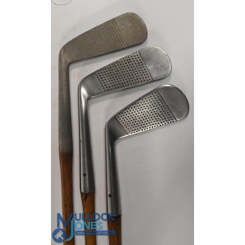 750a - 3x George Nicol Golf clubs - 2x Nap putters by F Stickley of East Devon GC straight blades and a Fre... 