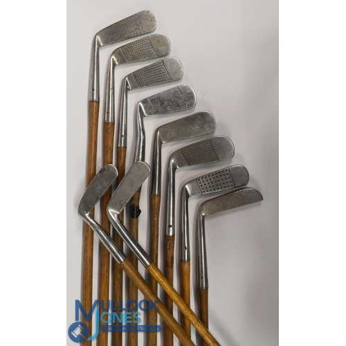 762 - 10x Assorted bright metal putters incl a Cochrane swan neck, A P Howells straight blade, Super wry n... 