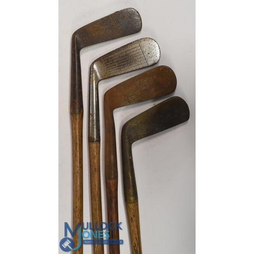 763 - 4x J H Taylor autograph putters incl 3x straight blades and wry neck example, 2x bent shafts - 3x gr... 