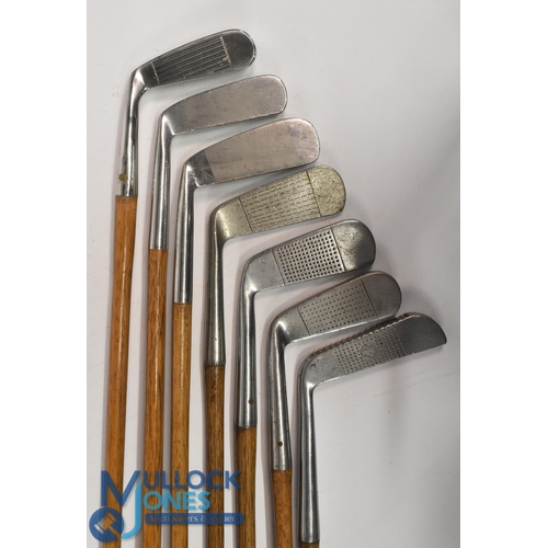 767 - 7x Antique and modern varying style putters incl Smith's wing toe model for Haskins of Hoylake, Wint... 