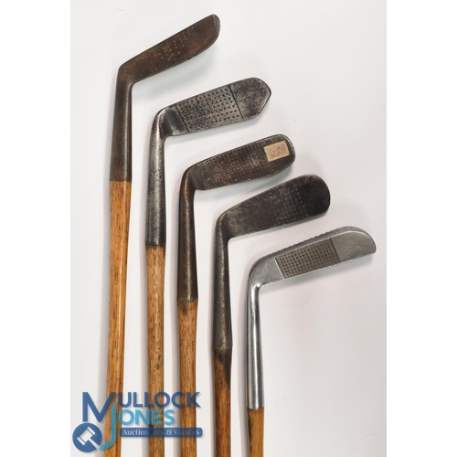 77 - 5x Assorted golf clubs to incl Jack White of Sunningdale putting cleek by W Gibson of Kinghorn, Arth... 