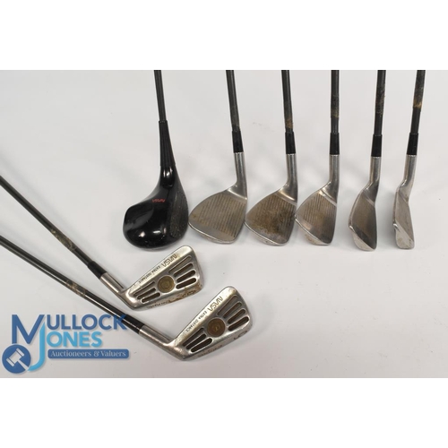 772 - 10x NASA (Crane Golf Products Japan) extra distance golf clubs - a set of 9x multi grooved backed mo... 