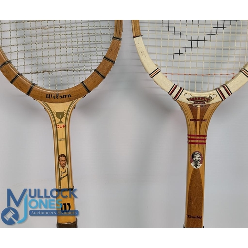 798 - A collection of assorted picture signature endorsed wooden Tennis Rackets: a good selection to inclu... 