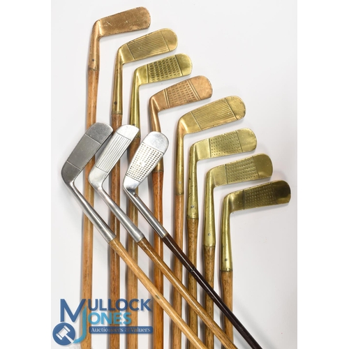 8 - 10x Assorted putters to incl 2x Ben Sayers 'Gruvsol' Benny putters and 8x brass blade putters, t/w a... 